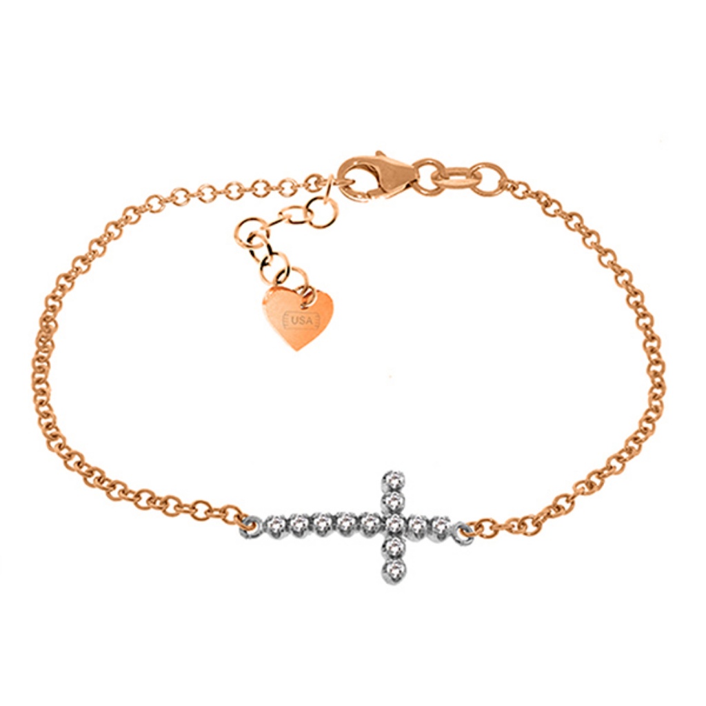 14k Solid Gold Cross Bracelet With Natural Diamon 580$